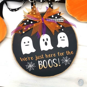 Halloween Decor, Ghost Decoration, Funny Halloween Sign, Rustic Wooden Sign, Door Decor, Spooky Gift Ideas image 1