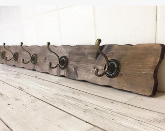 Large Wooden Coat Rack, Antique Style Coat Rack, Rustic Wooden Coat And Key Holder