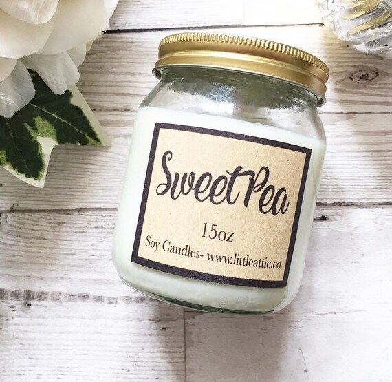 Scented Candle Soy Candle Sweat Pea Soy Candle Candle Flower Candle