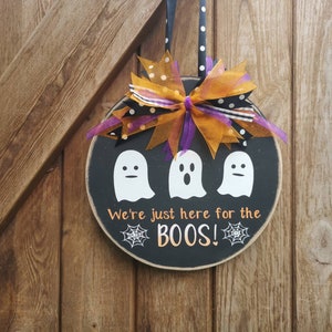 Halloween Decor, Ghost Decoration, Funny Halloween Sign, Rustic Wooden Sign, Door Decor, Spooky Gift Ideas image 2