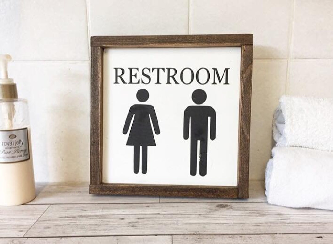 Bathroom Sign Farmhouse Restroom Sign Bathroom Wall Decor Etsy