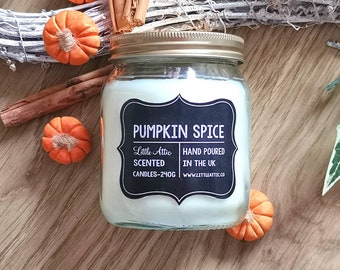 Pumpkin Spice Candle, Pumpkin Scented Candle, Autumn Candle, Fall Candles, Christmas Gift