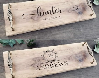 Custom Walnut Charcuterie Board, Rustic Wooden Tray, Personalised Wedding Gift, Black Walnut Serving Tray, Christmas Gift, Kitchen Decor