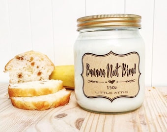 Banana Nut Bread Scented Candle, Soy Wax Candles, Banana Bread Candle, Gift For Her, Mason Jar Candle, Candles, Scented Candles