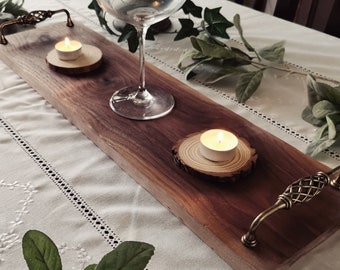 Rustic Wooden Tray, Black Walnut Charcuterie Board, Wooden Display Tray, Wedding Gift, Christmas Gift