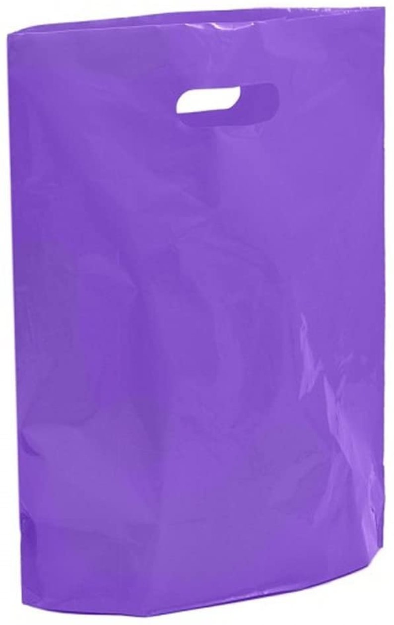Coloured Carrier Bags White Purple Green Red Black 15 x 18 x 3 Inch Large Shopping Retail image 4