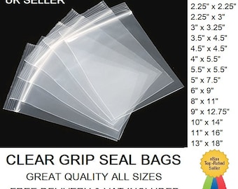 Grip Seal Bags All Sizes Resealable Self Seal Clear Polythene Poly Zip Lock Small Medium Large FREE POST