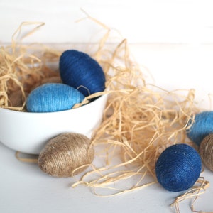 Rustic Easter Blue Eggs, Jute Twine Eggs, Spring Easter Decoration image 8