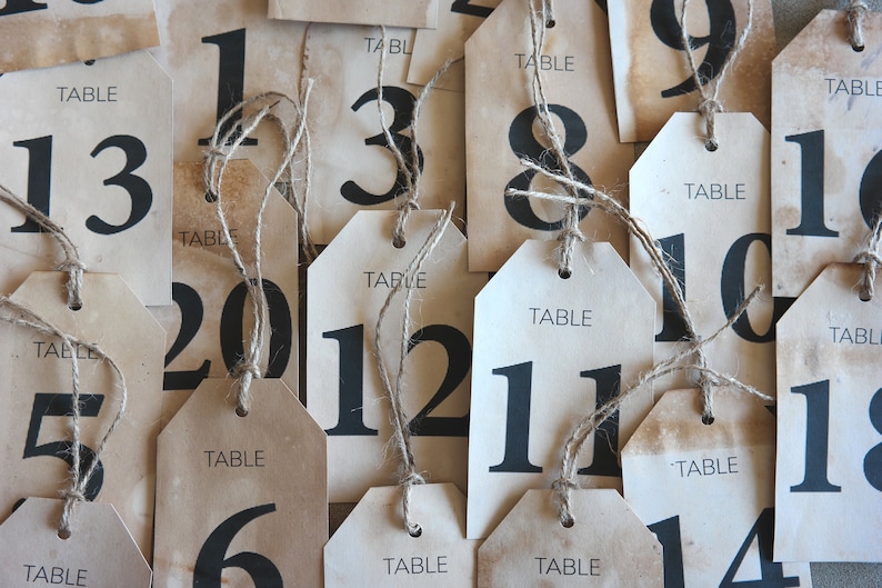 Table Number Tags, Rustic Wedding Reception Table Decor - Etsy