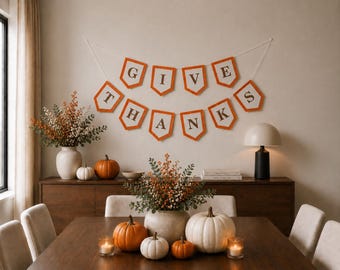 Give Thanks Banner - Thanksgiving Banner - Fall Thanksgiving Decor - Fall Mantel Garland