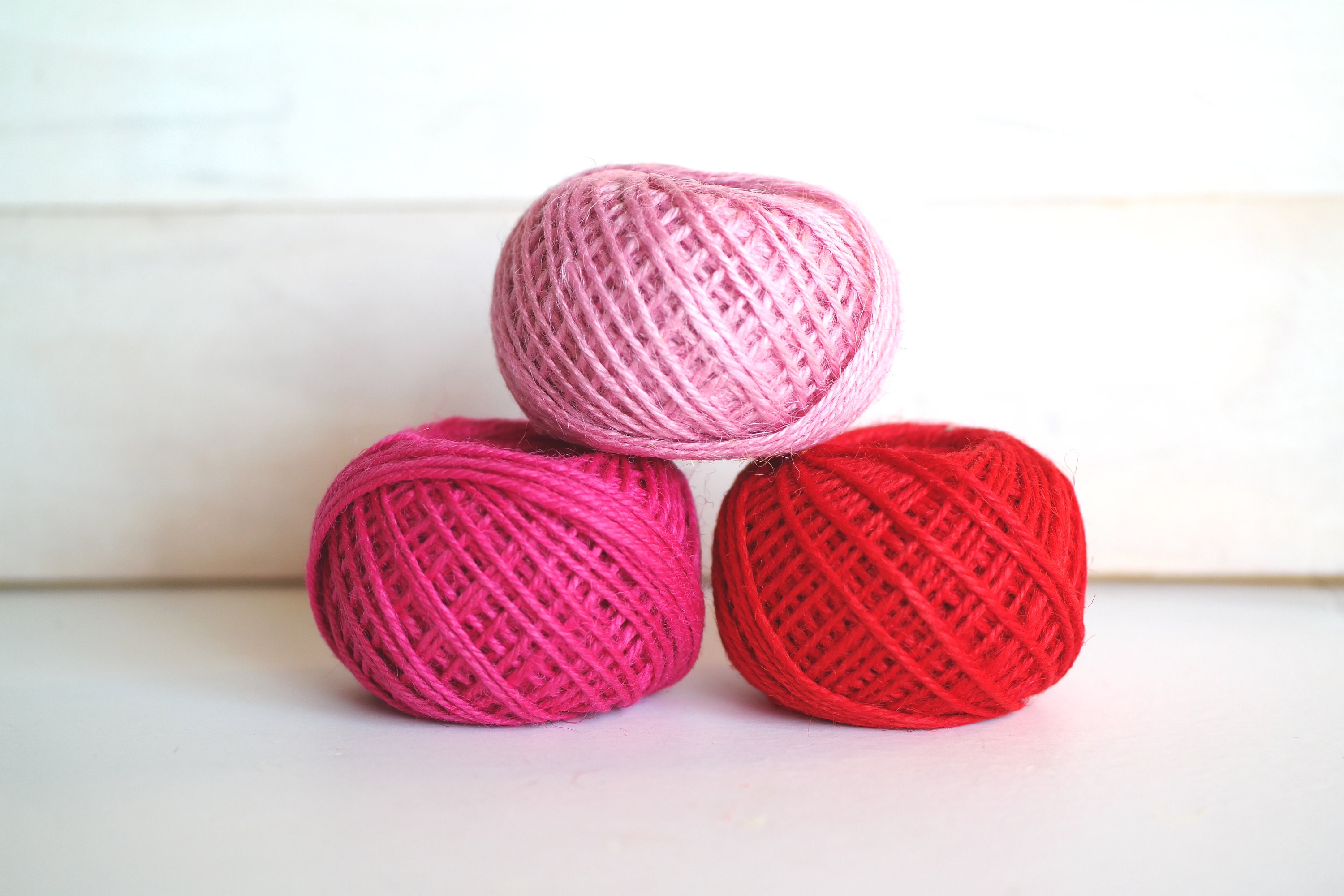 Pack of 3 Assorted 2m Love Pink Twine Thread by Icon Craft