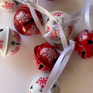 Christmas Tree Jingle Bell Ornament, Natural Rustic Christmas Tree Decoration, Metal Sleigh Bells