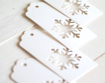 Blank White Christmas Gift Snowflakes Paper Tags