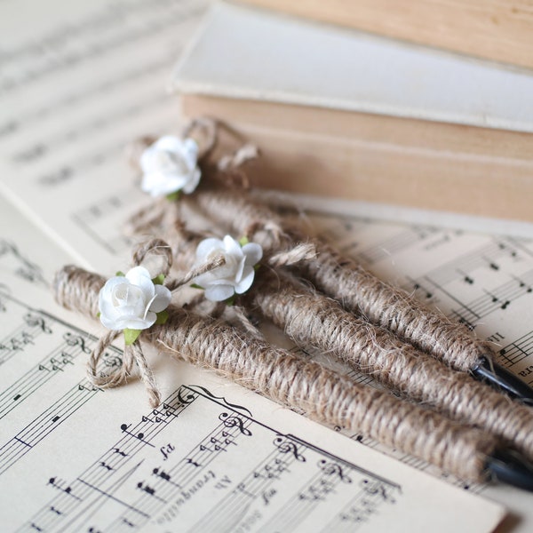 Rustic Wedding Guest Book Pen, Flower Decorative Pen