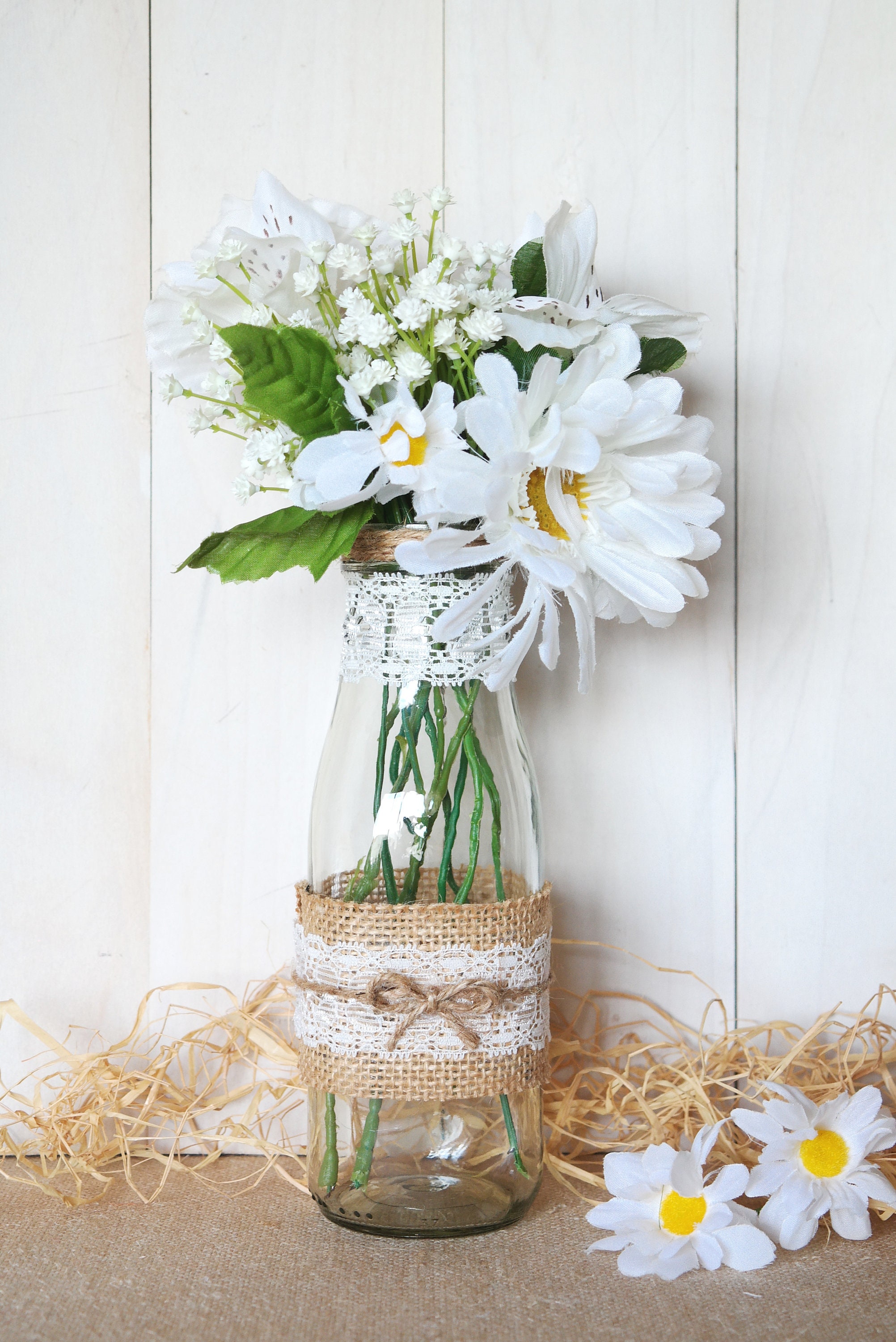 Small Flower Vase Glass Milk Bottle Bud Vase Wedding Table Etsy
