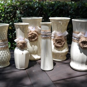 Wedding Table Centerpiece Glass Flower Vase Ivory Decor, Set of 10 image 9