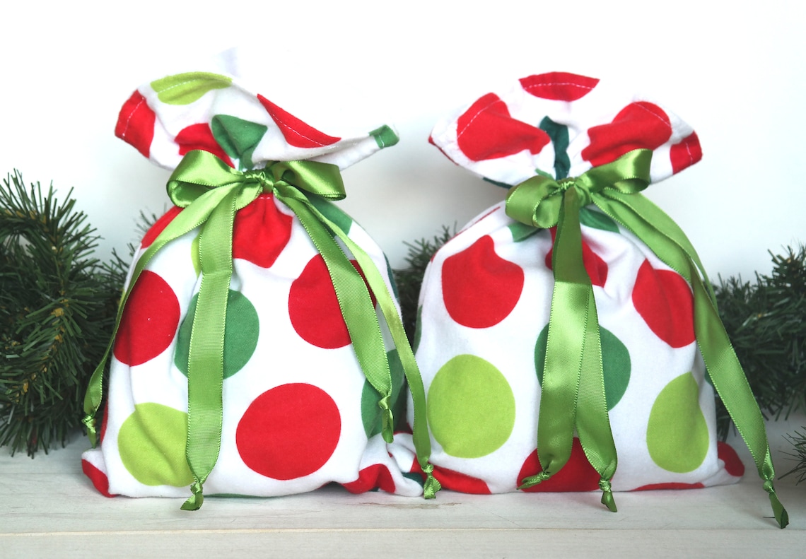Christmas Fabric Gift Bag Holiday Drawstring Reusable Gift Etsy