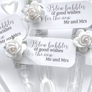 Wedding Send off Bubbles Wedding Ceremony Bubble Wands Silver Wedding 