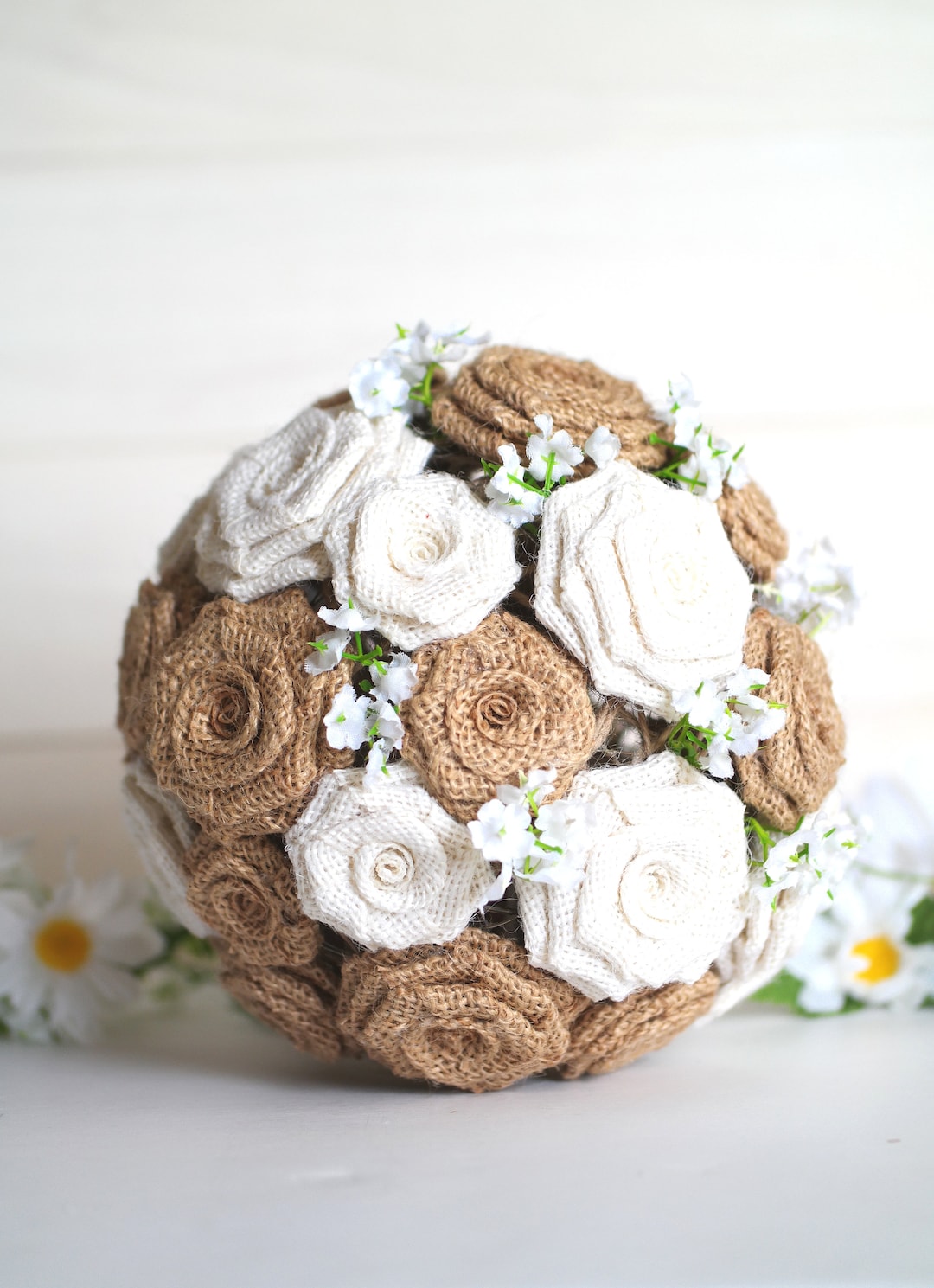 Flower Girl Kissing Ball, Rustic Wedding Aisle Decoration, Flower Ball