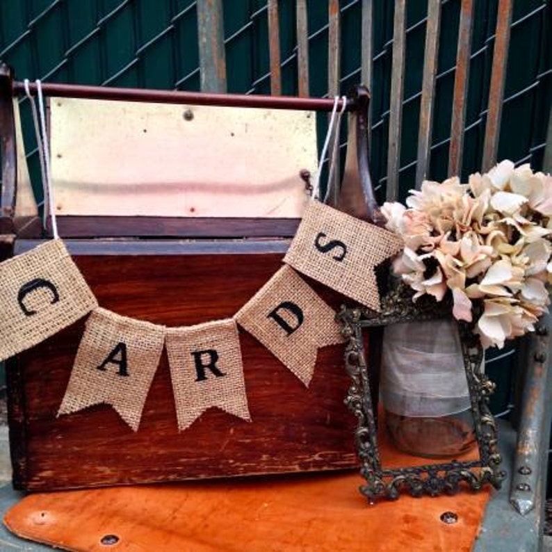Mini Burlap Banner Cards Wedding or Party Burlap Banner Small Burlap Bunting