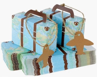 Mini Suitcase Favor Box, Travel Paper Party Favor Box, Destination Wedding