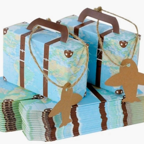 Mini Suitcase Favor Box, Travel Paper Party Favor Box, Destination Wedding
