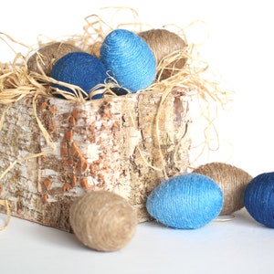 Rustic Easter Blue Eggs, Jute Twine Eggs, Spring Easter Decoration image 10