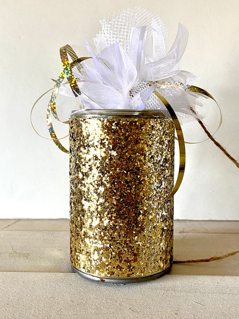 Wedding Car Tin Cans, Just Married Decorated Getaway Gold and Black Car Cans, Wedding Decor, SET of 10 image 8