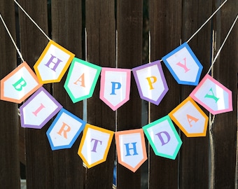Happy Birthday Banner - Reusable Sign - Fabric Party Garland