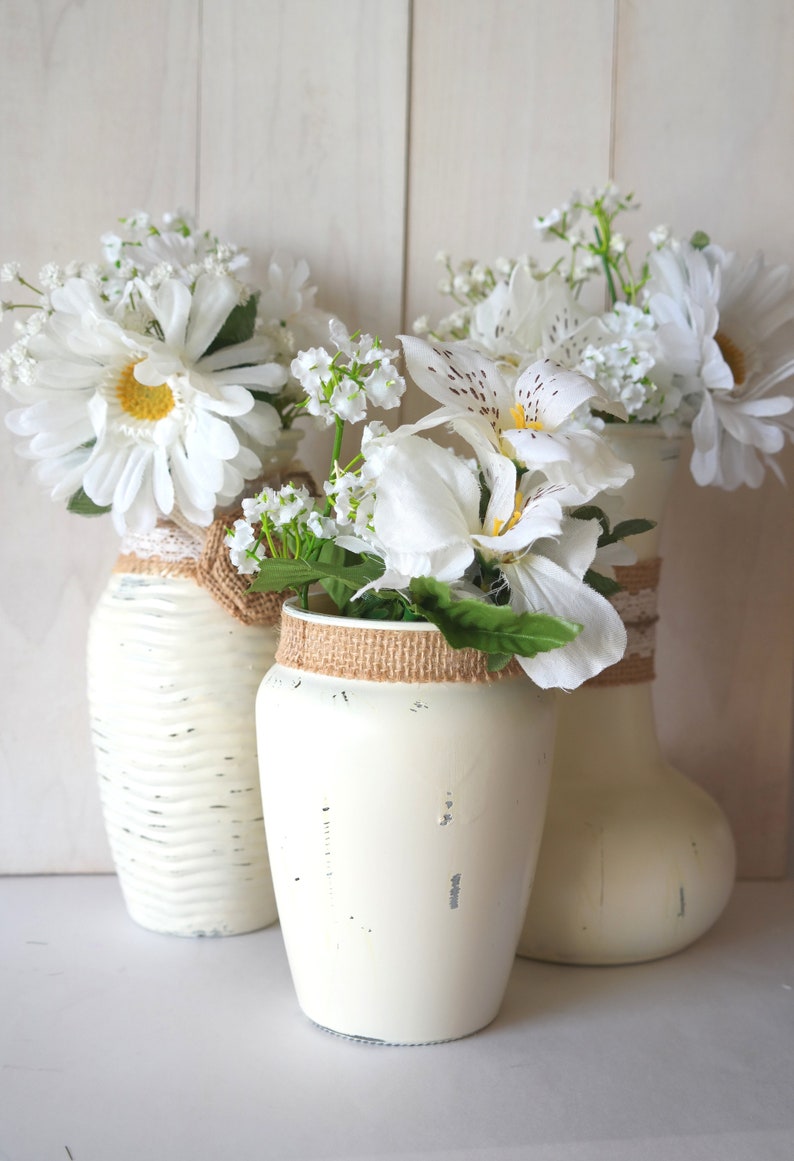 Wedding Table Centerpiece Glass Flower Vase Ivory Decor, Set of 10 image 7