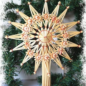 Christmas Tree Topper, Rustic Christmas Star, Christmas Straw Topper