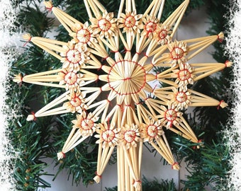 Handcrafted Straw Star Tree Toppers - Braid