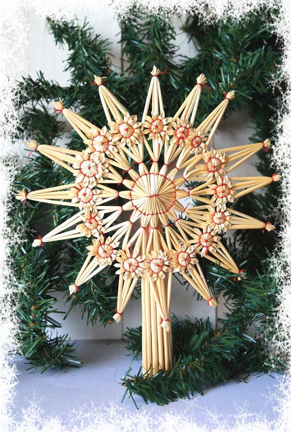 Christmas Tree Topper, Rustic Christmas Star, Christmas Straw Topper 