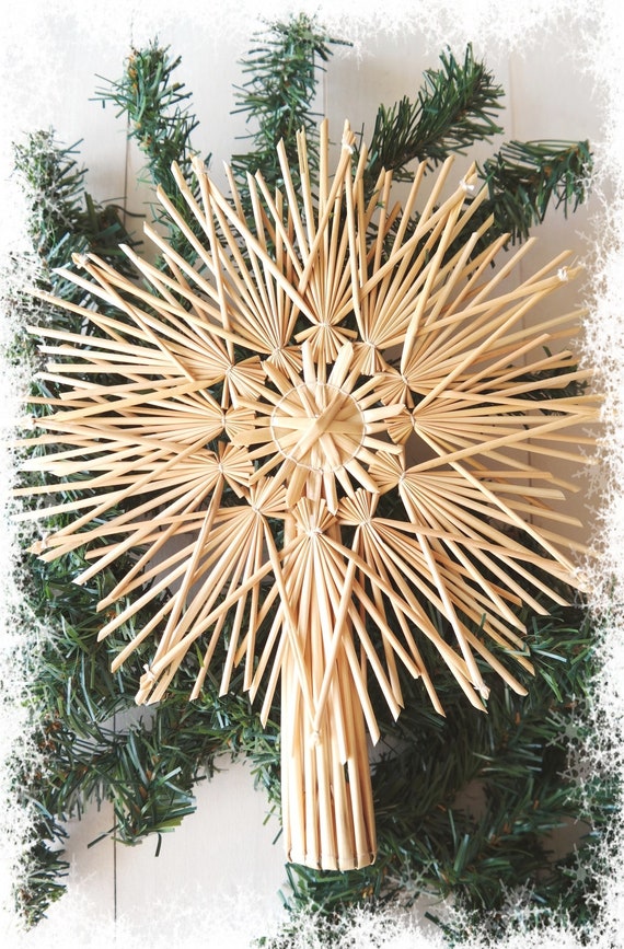 Christmas Tree Topper, Rustic Christmas Star, Christmas Straw Topper 