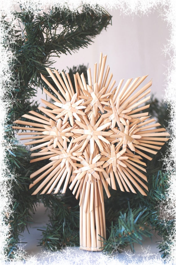 Christmas Tree Topper, Christmas Straw Topper, Rustic Christmas Star, Straw  Star Tree Topper 