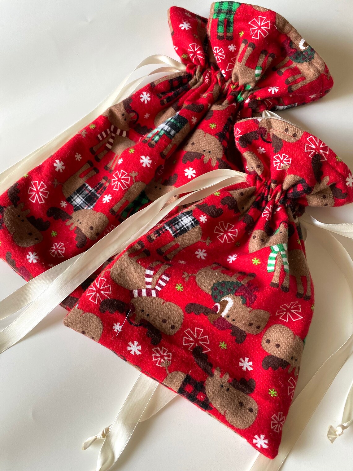 Reusable Christmas Fabric Gift Bags Eco Friendly Drawstring Etsy