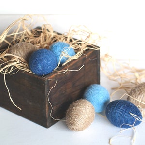 Rustic Easter Blue Eggs, Jute Twine Eggs, Spring Easter Decoration image 7