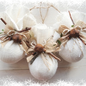 Adorno natural para árbol de Navidad - Bola rústica primitiva para árbol de Navidad