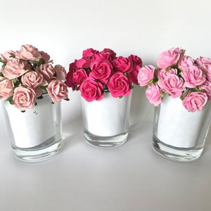 Pink Mini Paper Flowers, Mulberry Flowers, Paper Rose Flowers, Small Paper Flowers, Floral Embellishment, Paper Craft Flowers