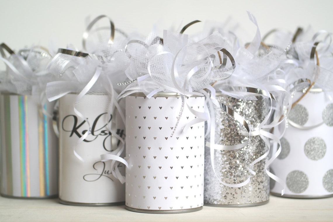 Wedding Car Tin Cans Just Married Decorated Getaway Silver Etsy