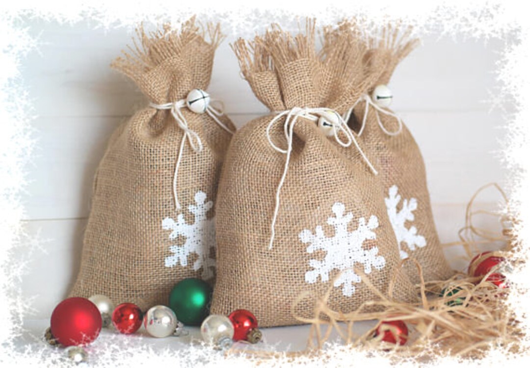 Burlap Gift Wrapping Bags, Christmas Gift Reusable Burlap Bags, SET of ...