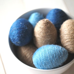 Rustic Easter Blue Eggs, Jute Twine Eggs, Spring Easter Decoration image 2