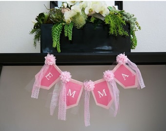 Custom Nursery Baby Girl Name Sign, Personalized Baby Name Garland, Baby Girl  Name Banner Gift, High Chair Banner
