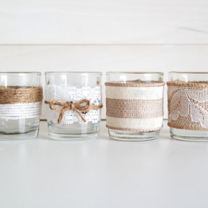 Tealight Holders, Candle Centerpiece, Votive Glass Candle Holder, Rustic Wedding Table Decor