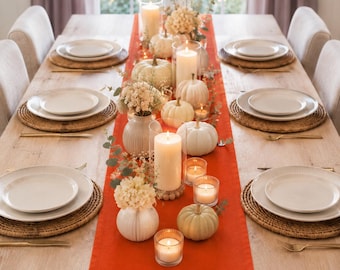 Thanksgiving Tischläufer - Orange Esstisch Läufer - Dekorative Orange Bettwäsche
