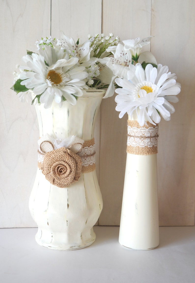 Wedding Table Centerpiece Glass Flower Vase Ivory Decor Set Etsy