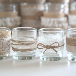 Votive Tealight Candle Holders, Rustic Burlap Tea Light Candle Set Centerpiece, Set of 40