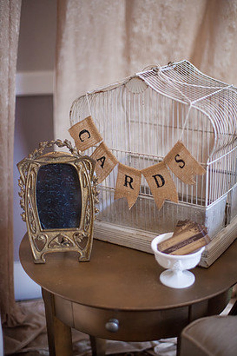 Mini Burlap Banner Cards Wedding or Party Burlap Banner Small Burlap Bunting