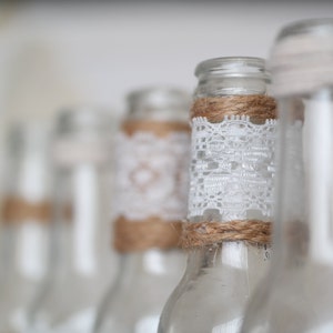 Rustic Burlap Centerpiece Bottle Vases, Wedding or Party Decor, SET of 5 image 8