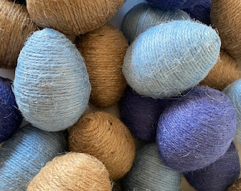 Natural, Dark & Light Blue Easter Eggs – Farmhouse Decor, Vase or Bowl Fillers - Spring Tiered Tray Accents